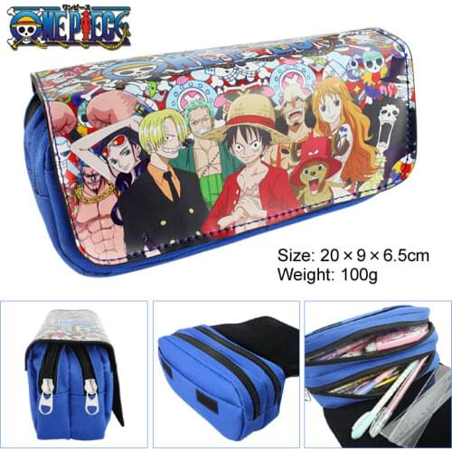 One Piece Anime Coloring Book Large-capacity Double-layer Zipper Pencil Bag Wallet Student School Stationery