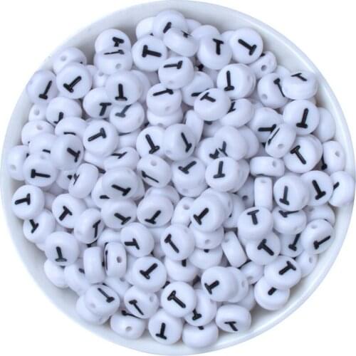 T Single letter Letter Beads 7mm 100pcs/lot Handmade White Acrylic Beads DIY Jewelry Making For Bracelet Necklace Accessorie