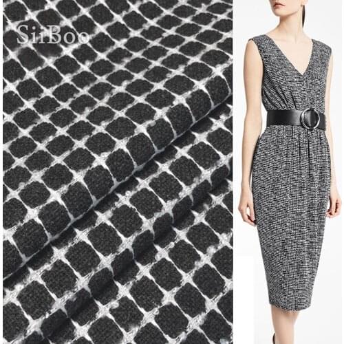 Dark grey plaid yarn dyed 40%wool fabric apparel for winter coat woolen tissu cloth tecidos telas stoffen for sewing SP5677