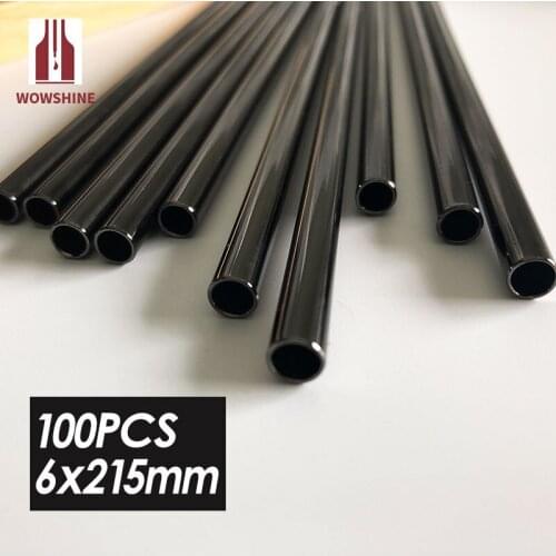WOWSHINE Free Shipping New Gun Black Stainless Steel 304 Drinking Straws Straight 6mm*215mm 100PCS