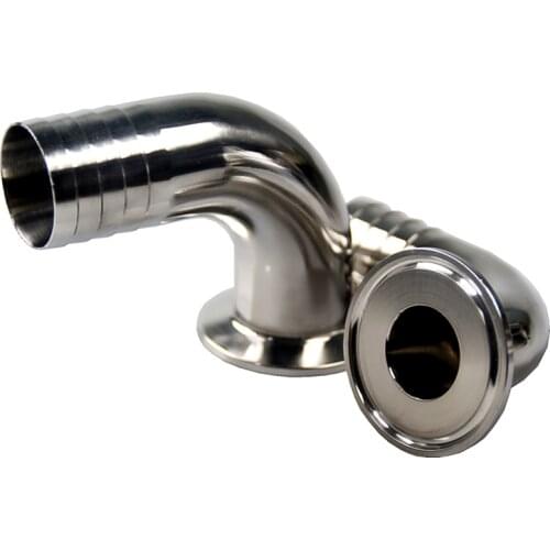 WZJG 19/25/32/38/45/51/Flange 50.5-64mm Hose Barb 1.5"-4" Tri Clamp 90 Deg Elbow SUS304 Stainless Sanitary Fitting