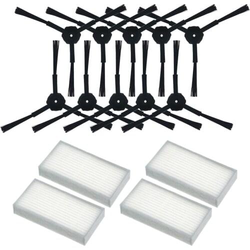 10pcs side brush+4pcs filter Hepa for Ariete Briciola 2711 2712 2713 2717 ROBOT HOFER Cleaner parts accessories