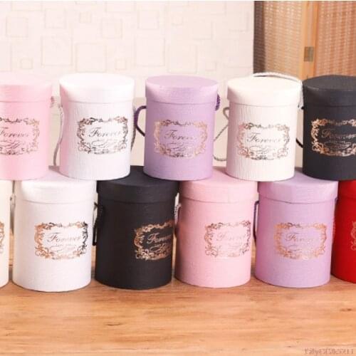 1Pc Portable Round Flower Cone Gift Paper Boxes Lid Hug Bucket Packaging Box Candy