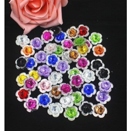 100pcs/lot flat back resin rhinestone flower DIY resin cabochons accessories about 20mm