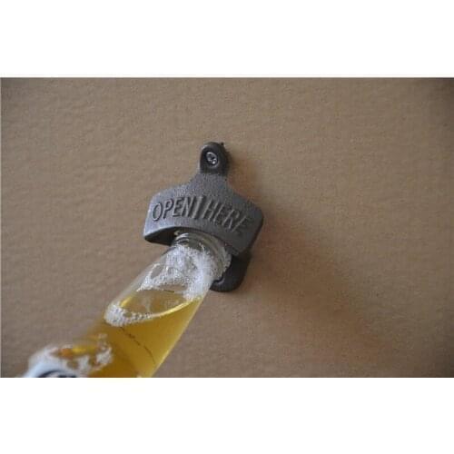 100pcs Wall bottle Opener Wine Beer Mount Cap IRON CAFE BAR WALL OPEN Retro vintage fixed wall-mounted for bar party