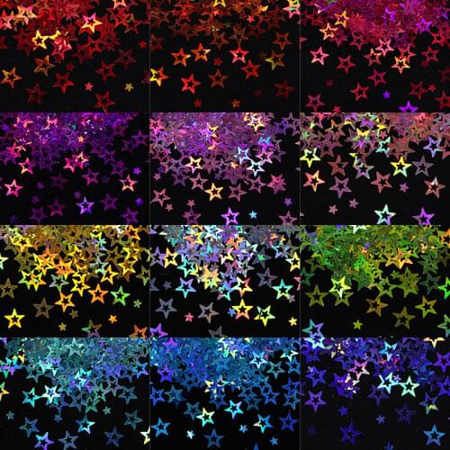 12 Colors Holographic Star Sequins Glitter For Resin Mold Fillings Hollow Star Nail Art Flakes DIY Accessories Jewelry Making