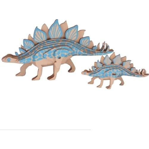 3D Wooden Animal Puzzle Dinosaur Stegosaurus Building Model DIY Puzzles Educational Toy Children Christmas Gifts
