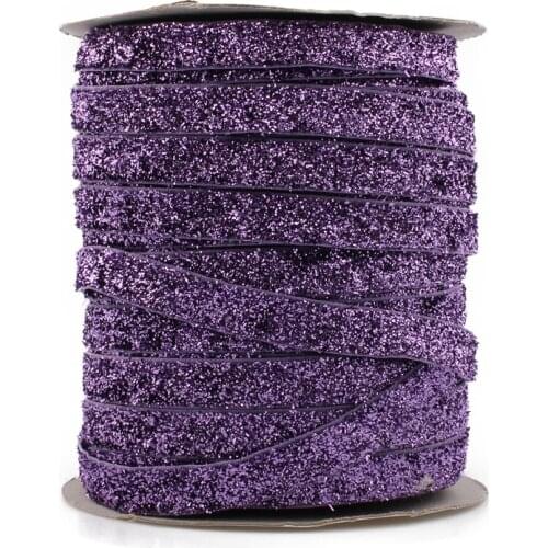 50yards/lot 3/8" Elastic Glitter Velvet Ribbon Ornaments Metallic Elastic Band for Baby Girls Hair Accessories
