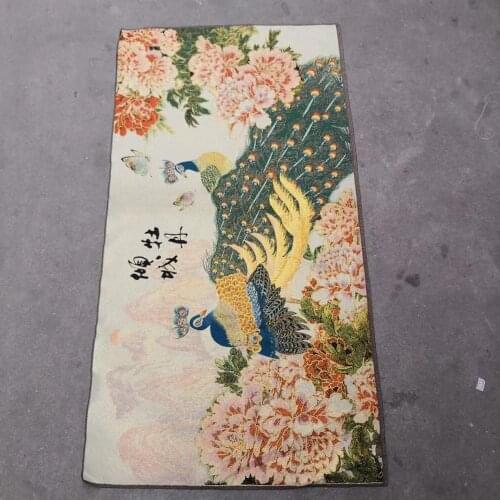 Antique hanging painting, embroidery painting, flower painting, peony painting, flower blooming, wealth painting, peony painting