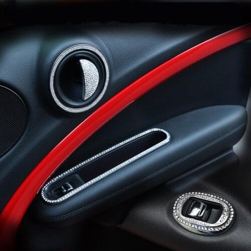Car Door Groove Trim with Crystals Window Control Cover Sticker for Mini Cooper Countryman R60 2011 2012 2013 2014 2015 2016