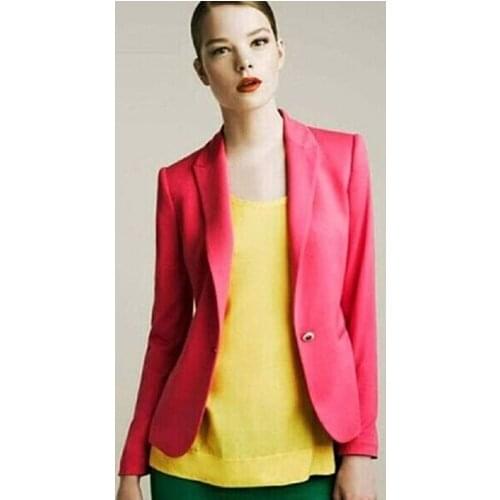 Free Shipping Women Suit Blazer Foldable Brand Jacket Made Of Cotton & Spandex With Lining Vogue Candy Colors Blazers