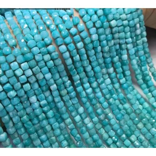 AAAA LOOSE BEADS green Amazonite Square faceted 4*4.5/5mm Wholesale for DIY Jewelry Necklace 36cm