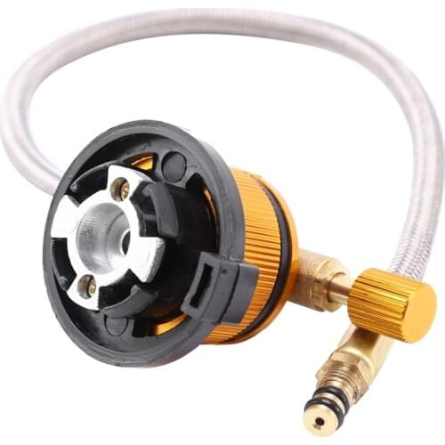 ELOS-Outdoor Camping Hiking Stove Burner Adaptor Split Type Furnace Converter Connector Auto-Off Gas Cartridge Tank Cylinder Ada