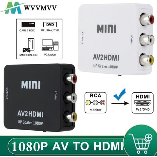 HD RCA/AV to HDMI-compatible Adapter Scaler 1080P Video Converter MINI AV2HD Box For NTSC PAL HDTV Projector Set top box DVD