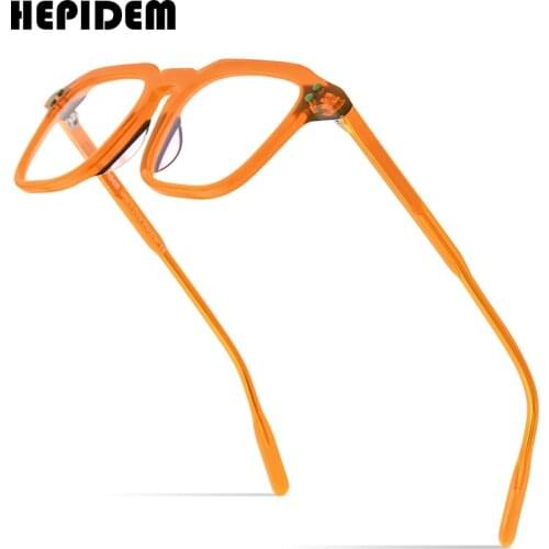HEPIDEM Acetate Glasses Frame Men Oversize Transparent Square Eyeglasses Women Optical Prescription Spectacles Eyewear 9165