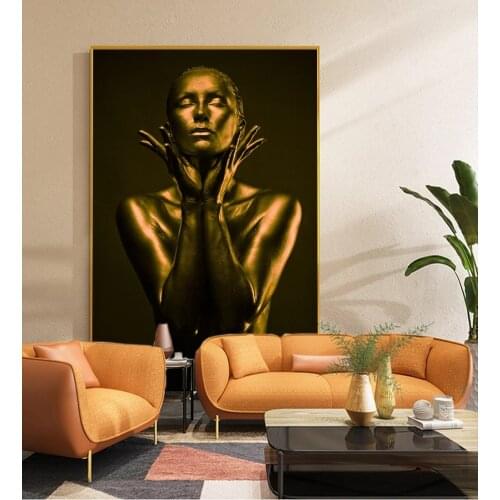 Gold Skin Sexy Nude African Art Canvas Paintings On The Wall Art Posters And Prints Mystery Girl Wall Pictures For Living Room