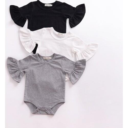 2021 baby girl jumpsuit solid color short-sleeved baby clothing jumpsuit pure cotton newborn baby girl clothes