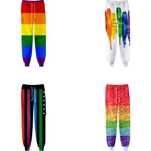 LGBT Fashion Hip Hop Men Women 3D Joggers Pant Rainbow Flag Lesbians Gays Casual Long Loose Trousers 3D Fitness Pants Sweatpant