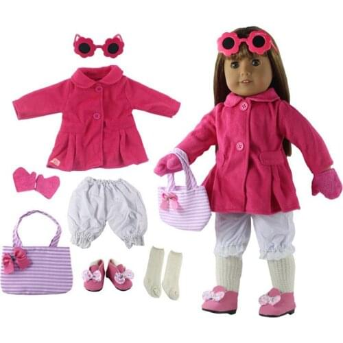 Hot sell! 1 set 18 inch American Doll dress clothes outfit Red coat Princess skirt for 18"American Doll