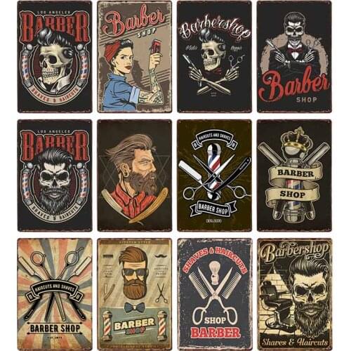 Barber Pole Metal Tin Sign Vintage Barber Shop Decoration Cafe Bar Pub Poster Decorative Plates Home Decor 20x30cm