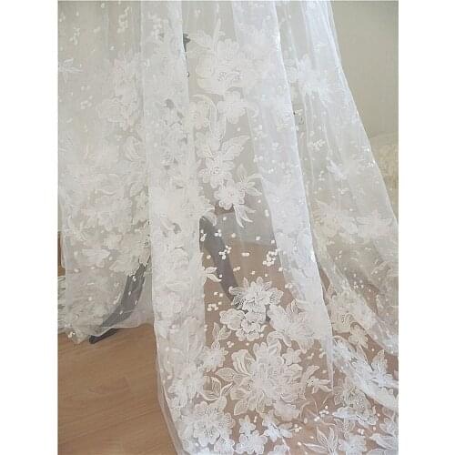 New French embroidery flower special fabric lace fabric DIY for wedding dress