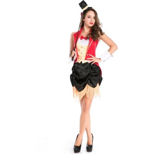 Newest adult red swallow tai sexy magician cosplay halloween party circus tamer costumes M4632