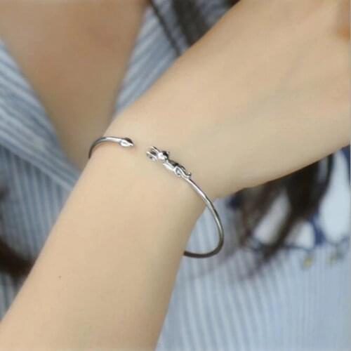 New Korean Fashion 925 Sterling Silver Jewelry Cute Little Cat Accessories Female Allergy Female Bracelet SB42