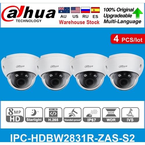 Dahua Original IPC-HDBW2831R-ZAS-S2 8MP 4K 5X Zoom POE SD Card Slot Audio Alarm I/O H.265+ 40M IR IVS Starlight Camera 4pcs/lot