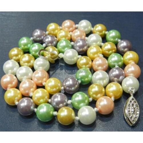 ! new diy 8mm Multicolor South Sea Shell Pearl Necklace 18" fashion jewelry JT5414