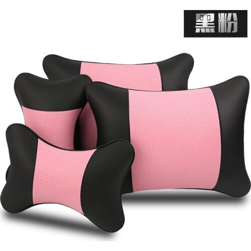 KKYSYELVA Leather Car Headrest Pillow Neck Pillows Lumbar Support for Office Chair Waist Back Support Car Styling