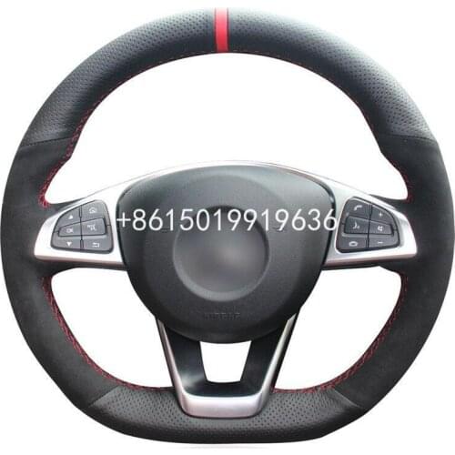 Custom Hand-Stitch Top Leather Car Steering Wheel Cover For Benz C200 C250 C300