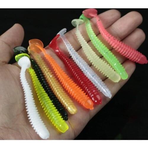 Hot 10Pcs/lot 50mm 0.7g Soft Rubber Bait Fishing Lure Jig Wobbler Soft Worm Carp Fishing Bait Artificial Silicone Swimbait