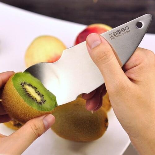 Quevinal 400pcs/lot Stainless Steel Fruit Dig Spoon Knife Kiwi Peelers Scoop Cutter Fruit Tools Welcome custom logo
