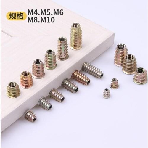 Threaded Inserts Nuts 10/20/30/50Pcs M4 M5 M6 M8 M10Zinc Alloy Thread For Wood Insert Nut Flanged Hex Drive Head Furniture Nuts