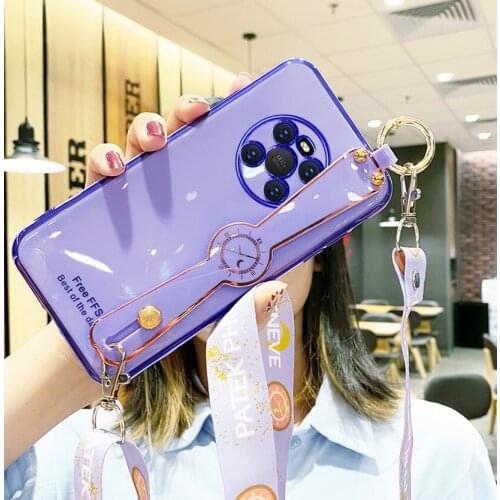 Luxury Wrist Strap Case For Huawei Mate 40 Pro Mate 30 20 Soft Silicone Phone Cover For Huawei P40 Pro Plus P40 Lite P20 Lite