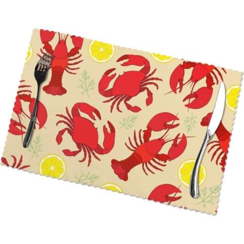 Placemat for dining table Lobster And Crab With Lemon And Dill Heat-resistant Kitchen Dining 6 PCS Accessories