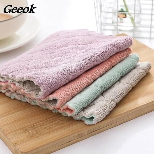 1 PCS Super Absorbent Microfiber Kitchen Dish Cloth Double-Sided Scouring Pad Household Cleaning Towel Kitchen Tools Gadgets
