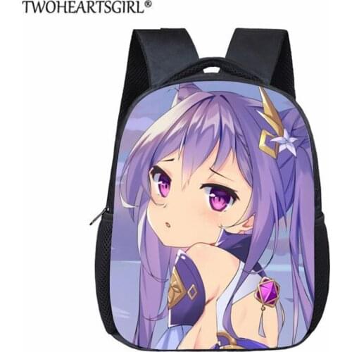 Twoheartsgirl Anime School Bags Genshin Impact Printed Kids Small Bookbags for Kindergarten School Student Bag Mochila Escolar