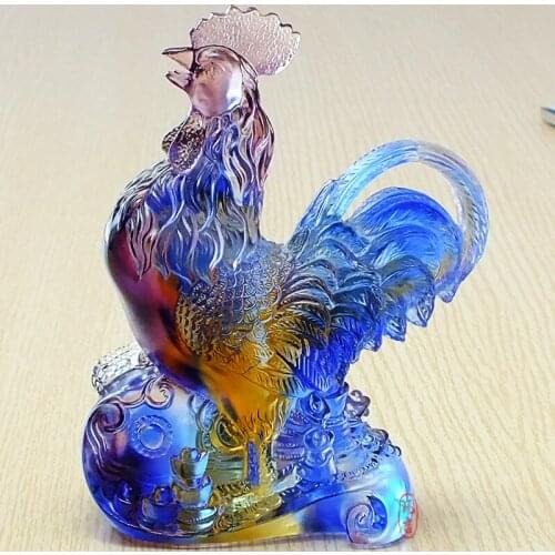 Glass ornaments crafts table wine Rooster ornaments modern Feng Shui lucky zodiac jewelry Home Furnishing chicken