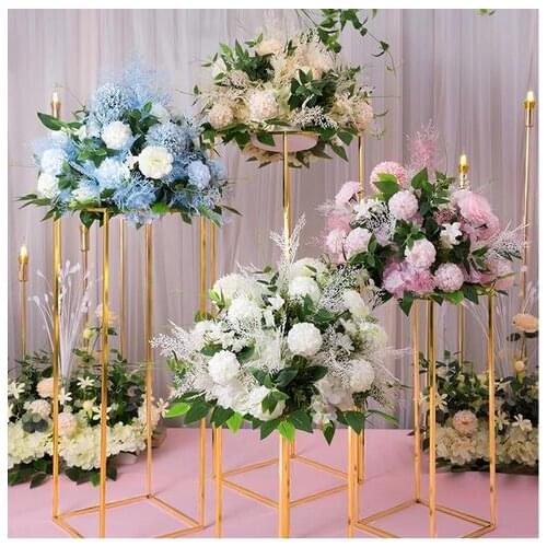 Wedding Centerpiece Gold-Plated Geometric Flower Stand Home Decoration Shiny Metal Iron Rectangle Square Frame Backdrop