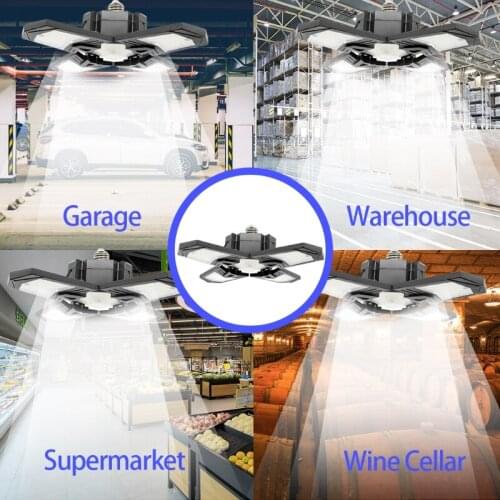 LED Garage Lights 120W Newest 4 Panels Deformable Garage Ceiling Lights Garages Lighting Fixture for Workshops and Barns