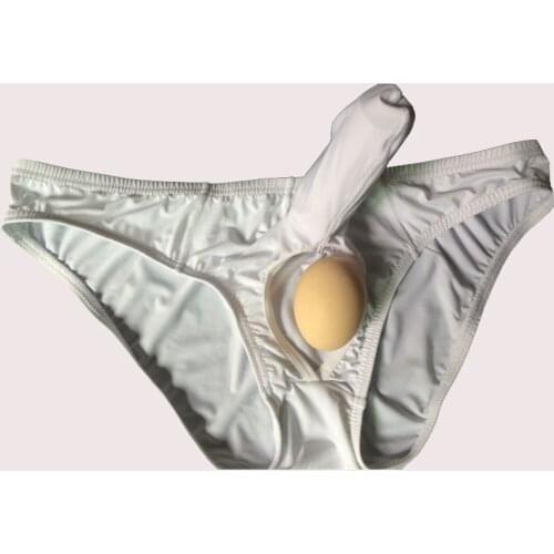 Scrotum Hole Penis Elephant Tube Briefs Men Ice Silk Panties Mens Underwear Gay Low Rise Pouch Sexy Briefs Male Underpants Brand