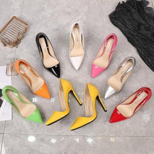 Party Dress Pumps Temperament Single Shoes Sweet Candy Color Womens Shoes Large Size Sexy Shallow Mouth High Heels 44,45,46,47
