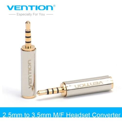 Ventio 2.5mm Male to 3.5mm Female Stereo Full Metal Earphone Audio Headphone Adapter Connector Converter For iPhone Mobile Phone