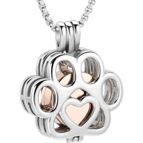Pet Cremation Jewelry for Ashes Stainless Steel Memorial Locket Necklace Mini Keepsake Cremation Urn for Dog/Cat Paw