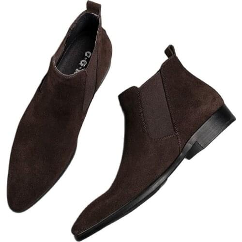 Suede Martin boots, winter leather boots, high-top leather shoes, English booties, nubuck Suede, mens boots