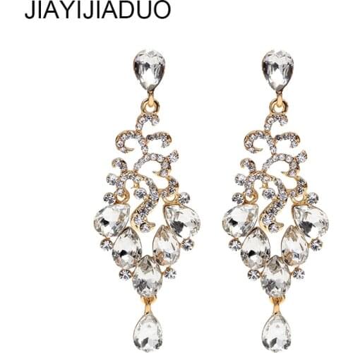 Jiayijiaudo Crystal Long Earrings for Women Eagle Silver Color Black Bridal Wedding Earrings Fashion Jewelry 3 Colors