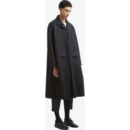 S-6xl Trench Coat Men Super Loose Long Tooling Windbreaker Mens Casual Simple Pocket A-shaped Black Coat Men Clothes 2020