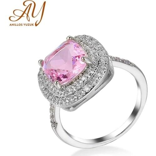 Anillos Yuzuk New Fine Natural Sapphire 925 Sterling Silver Rings Engagement Gemstone Ring Silver Pink Quartz Ring For Women