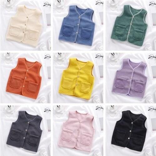 Girl Winter Vest Pure Color Leisure Baby Waistcoat 2021 New Autumn Clothing Wool Vest Toddler Outdoor Keep Warm Tops Baby Vest